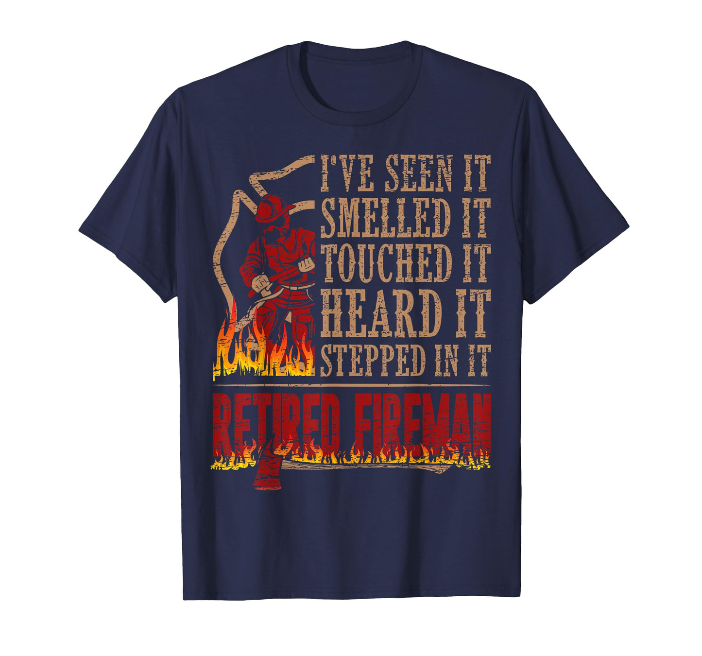 Mens Retired Fireman Firefighter Axe Fire T-Shirt Gift T-Shirt