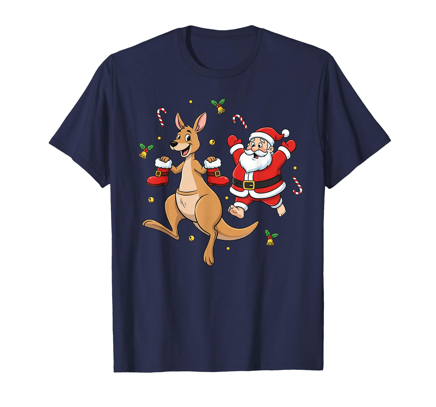 Funny Kangaroo Santa Claus Boots Christmas Womens Mens Kids T-Shirt