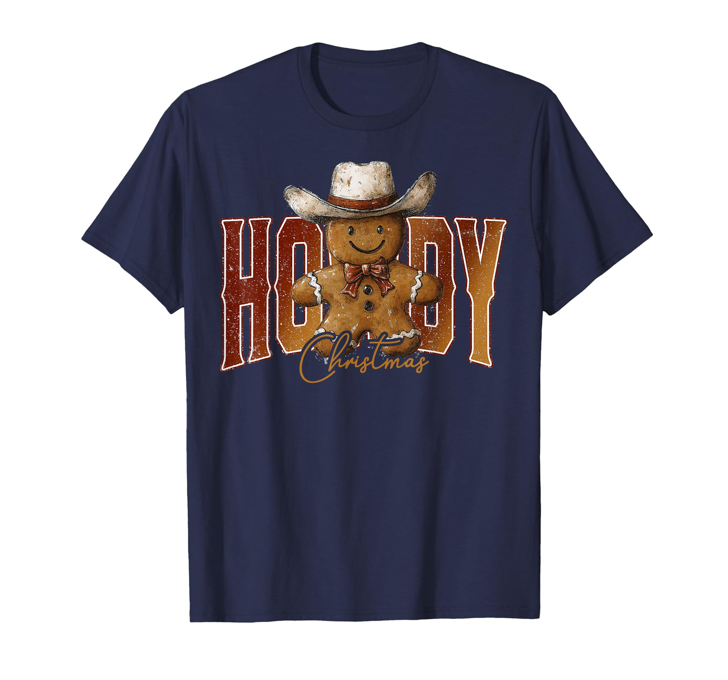 Howdy Christmas Gingerbread Man Cowboy Rodeo Western Country T-Shirt