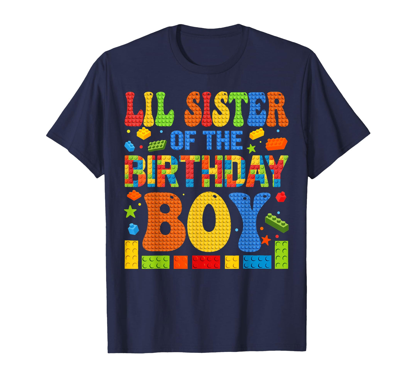 Lil Sister Of The Birthday Boy Building Block Birthday Party T-Shirt
