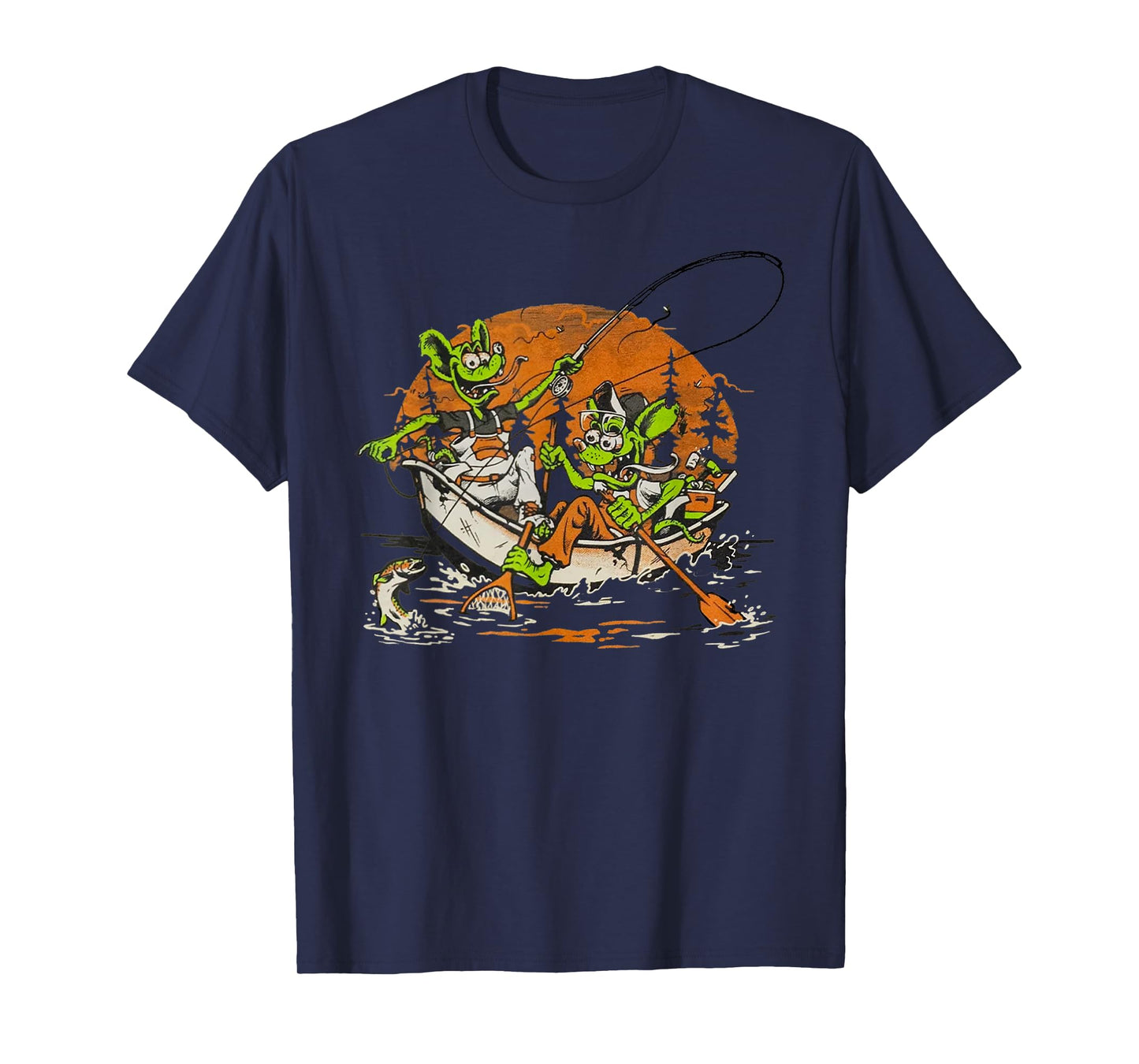 River Rats Mouse Monster Fishing On Halloween T-Shirt