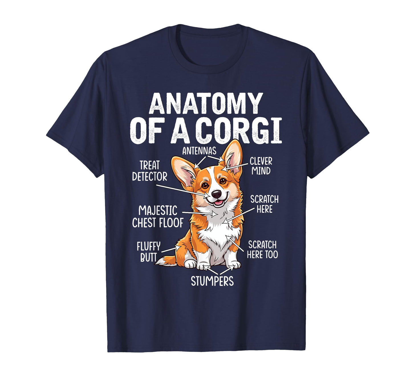 Anatomy of a Corgi Funny Dog Diagram Humor Cute Dog Parts T-Shirt