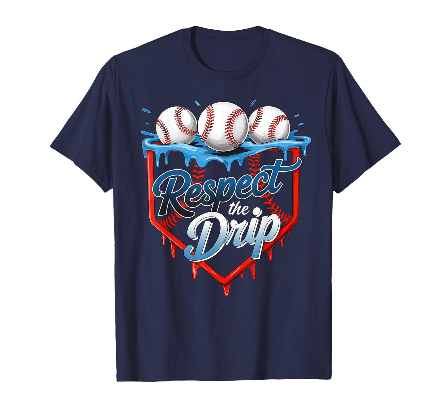Respect The Drip Baseball Home Plate Ice Cream Drip T-Shirt