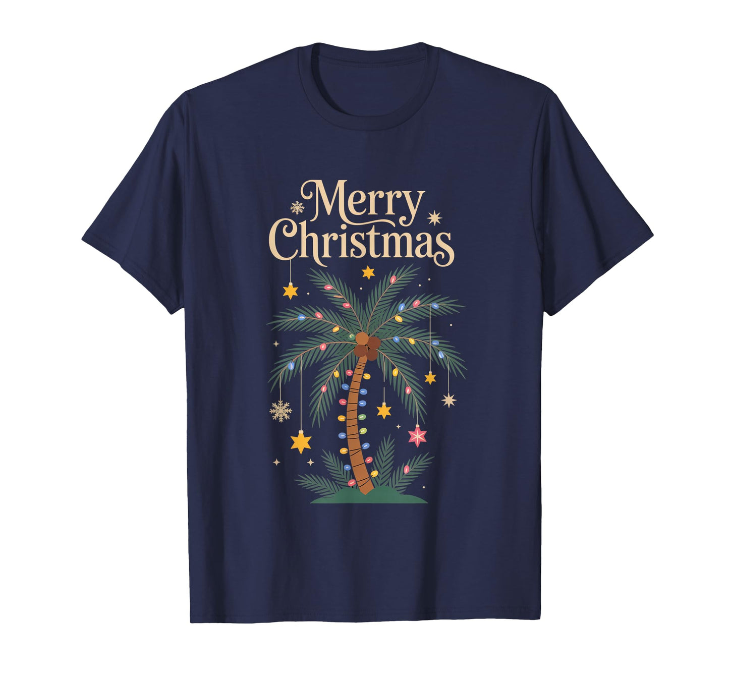 Christmas Palm Tree Lights Tropical Holiday Island Celebrati T-Shirt