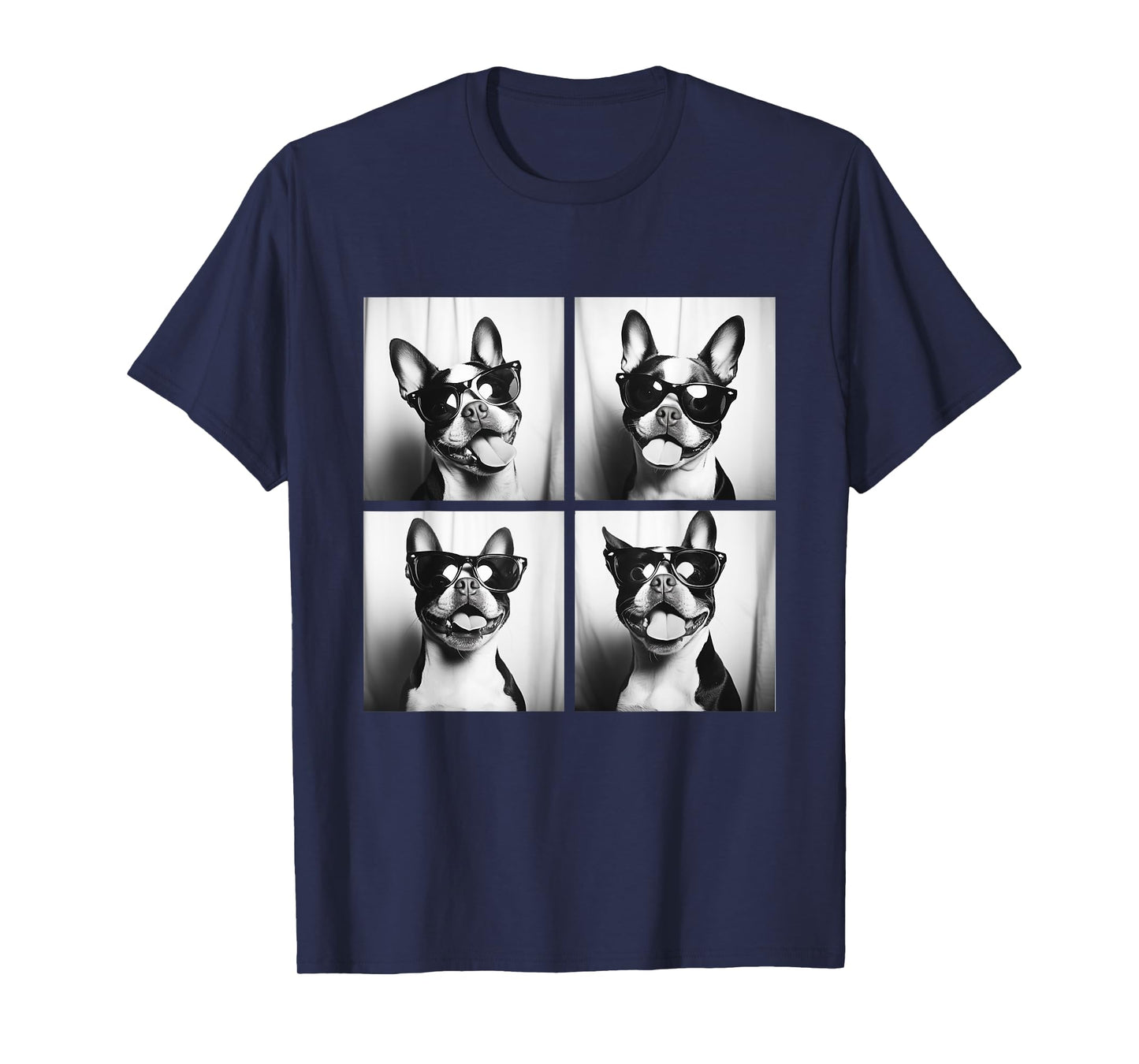Boston Terrier Funny Dogs with Sunglasses Photo Pets Meme T-Shirt