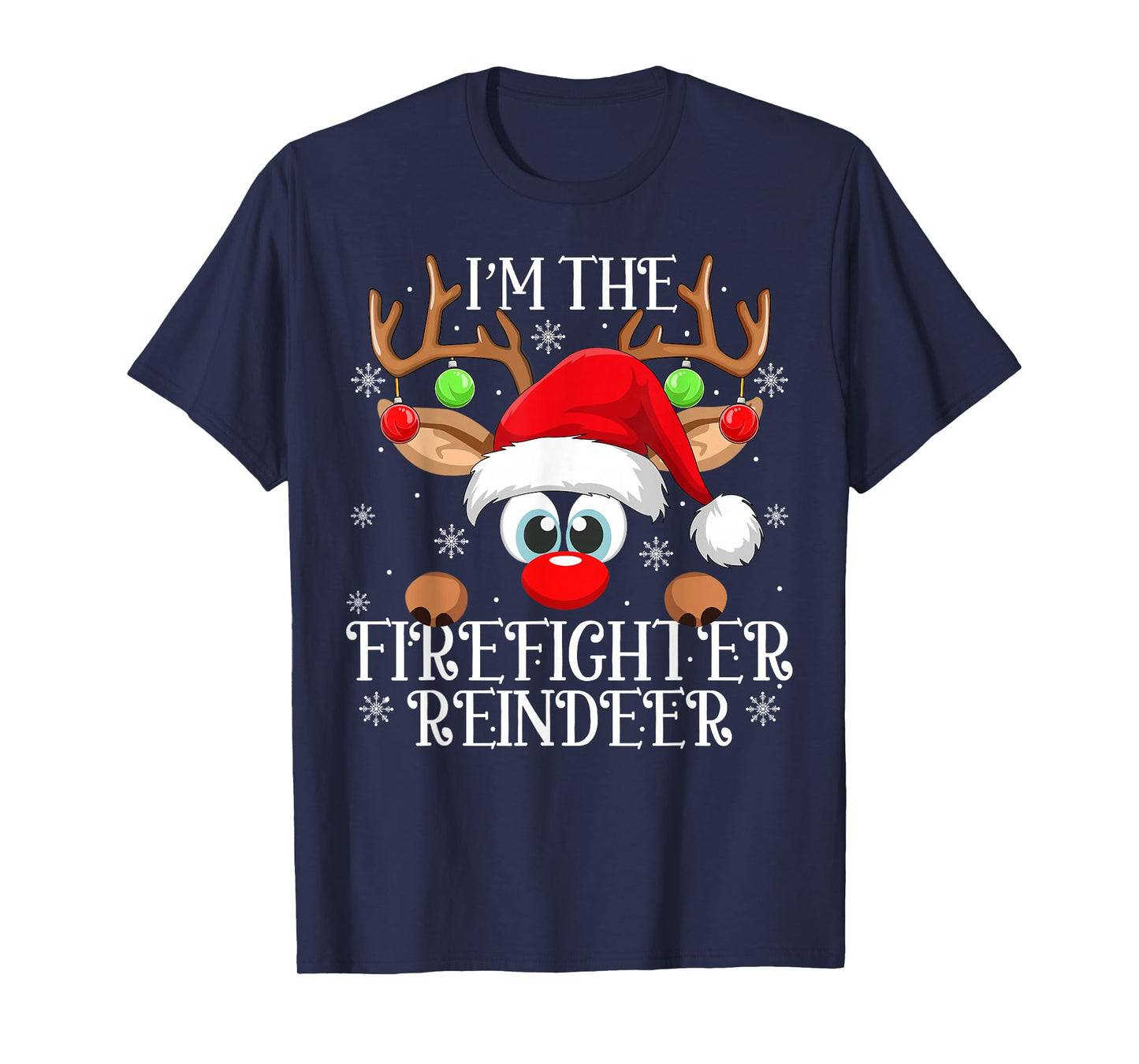 Firefighter Reindeer Christmas Family Matching Funny Xmas T-Shirt