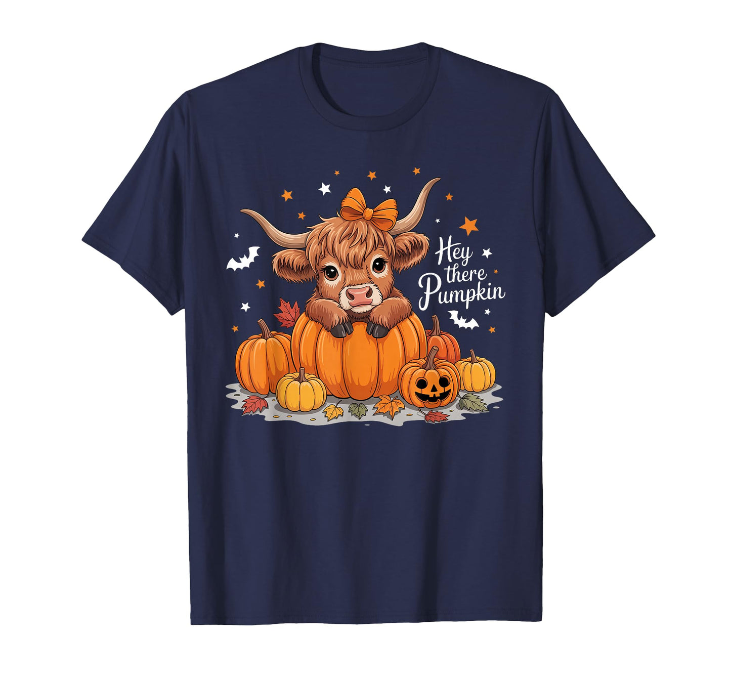 Hey There Pumpkin Halloween Highland Cow Lover Cow Farm T-Shirt