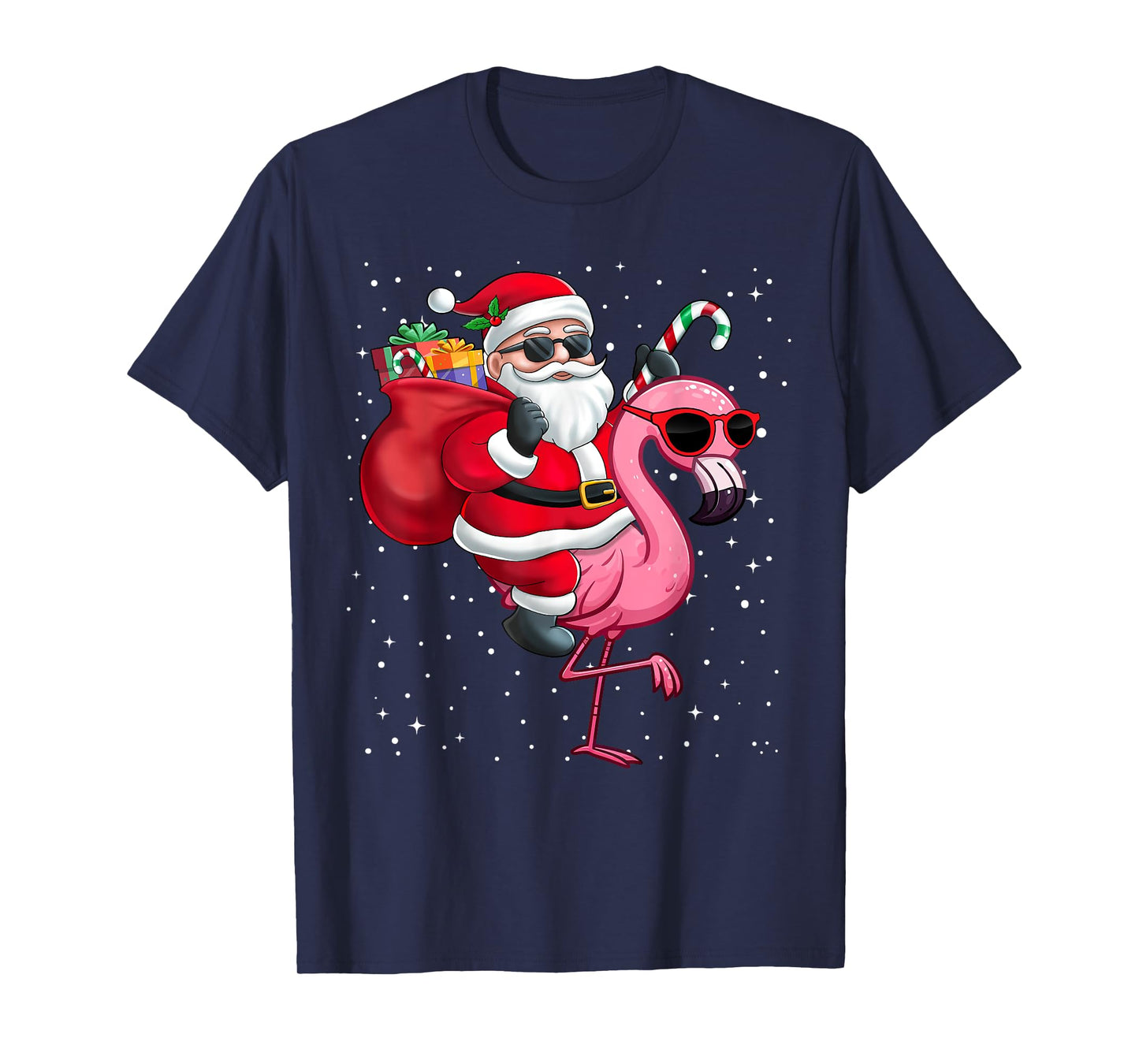 Santa Claus Riding A Flamingo Christmas Boy Girl Kids T-Shirt