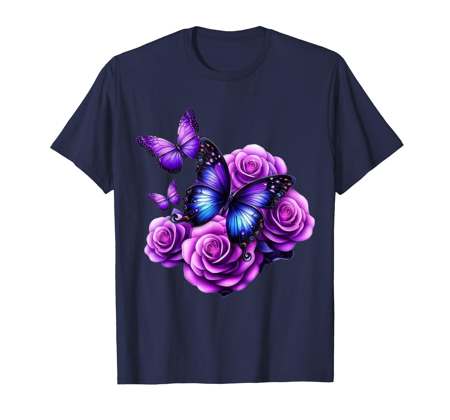 Beautiful Butterfly Purple Rose Butterfly Lovers Gifts Women T-Shirt