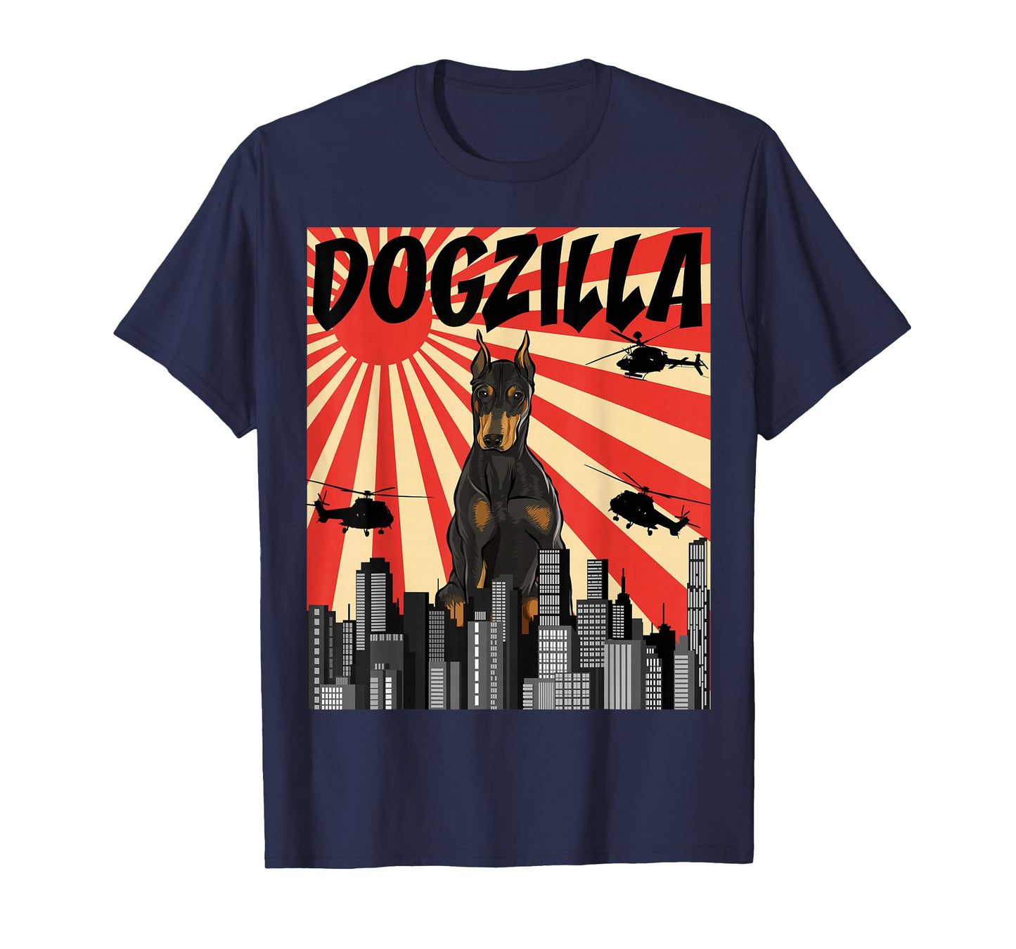 Funny Retro Japanese Dogzilla Doberman Pinscher T-Shirt