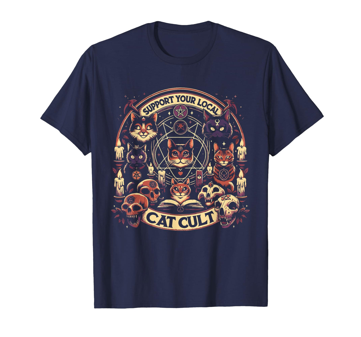 Funny Support Your Local Cat Cult Tee Shirt T-Shirt for Men Women Girls Kids