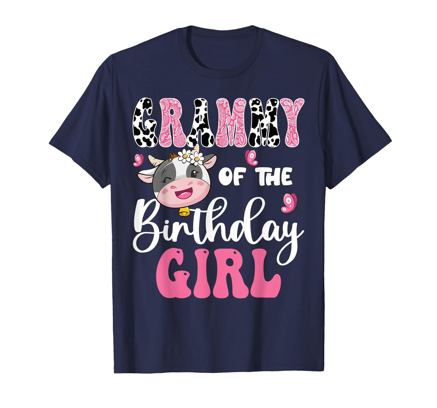 Grammy Of The Birthday Girl Farm Cow 1St Birthday Girl T-Shirt