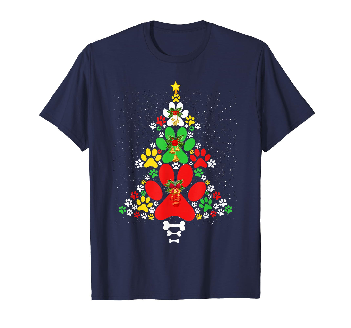 Cute Dog Paws Print Christmas Tree Shirt Dog Lover T-Shirt