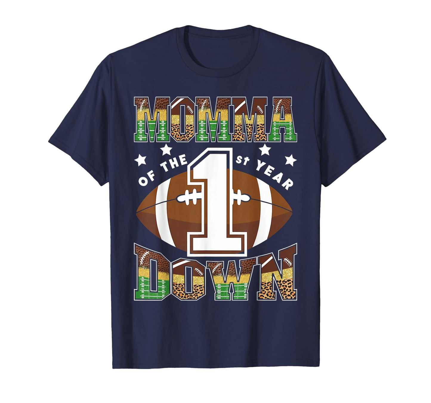 Momma Of The 1St Year Down Football First Birthday Boy T-Shirt
