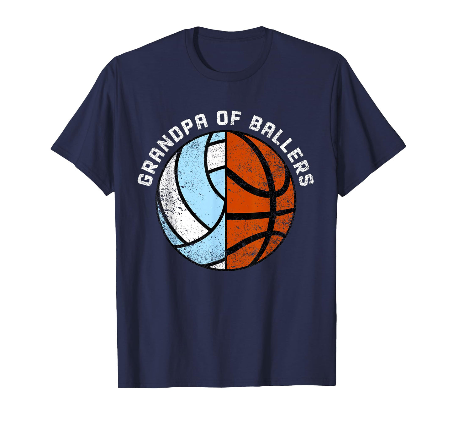 Grandpa Of Ballers Funny Volleyball Basketball Grandpa T-Shirt