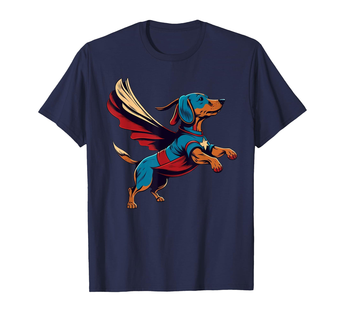 Superhero Dachshund Red Cape Super Hero Dog T-Shirt for Men Women Kids