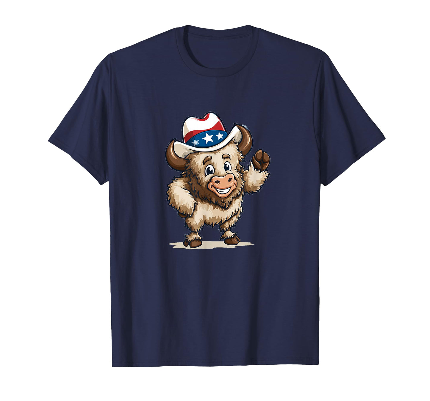 Cool Cartoon Rodeo Bison in US Colors for Boys and Girls T-Shirt