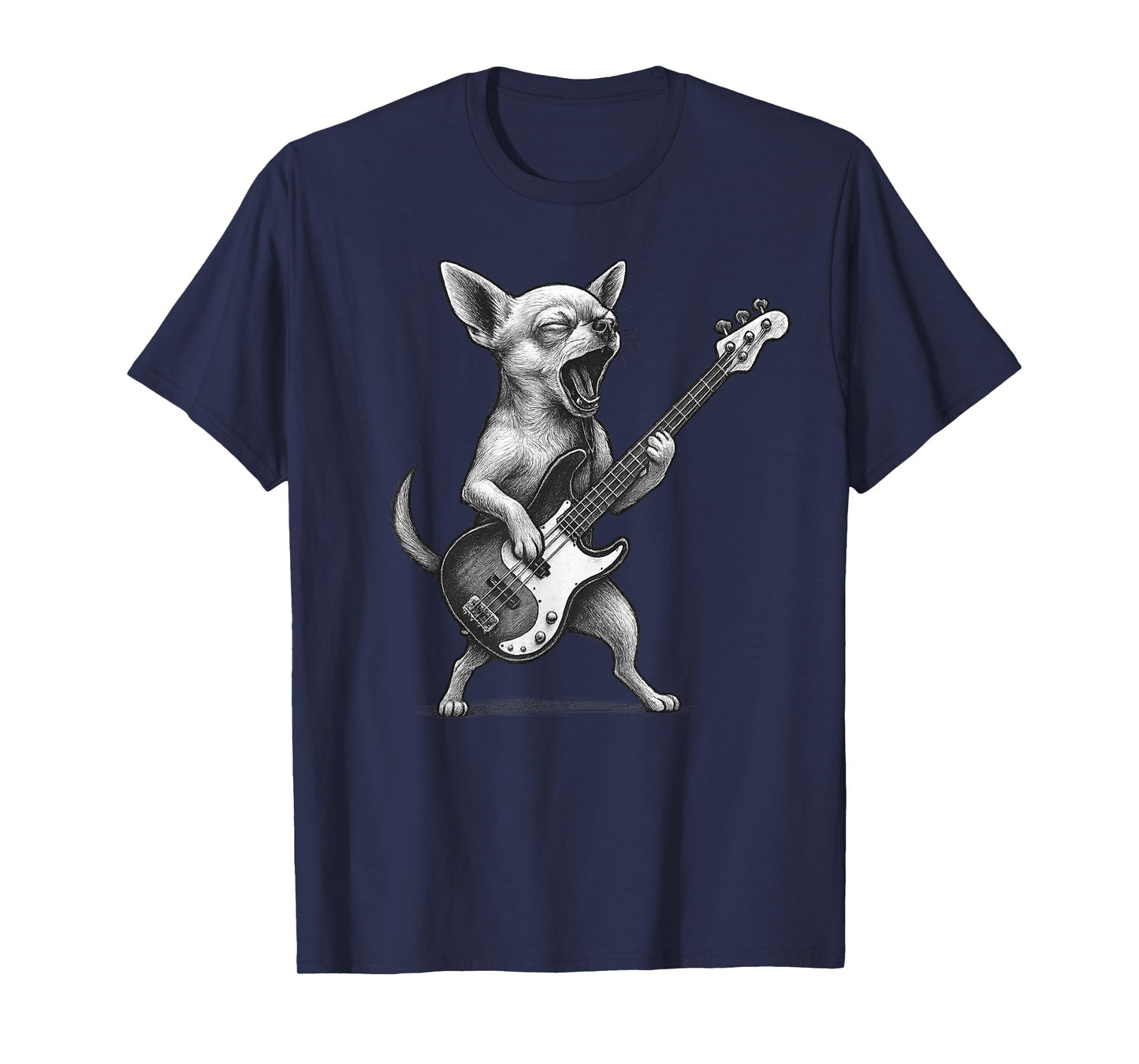 Chihuahua Playing Bass Guitar Rock Music Dog Lover T-Shirt