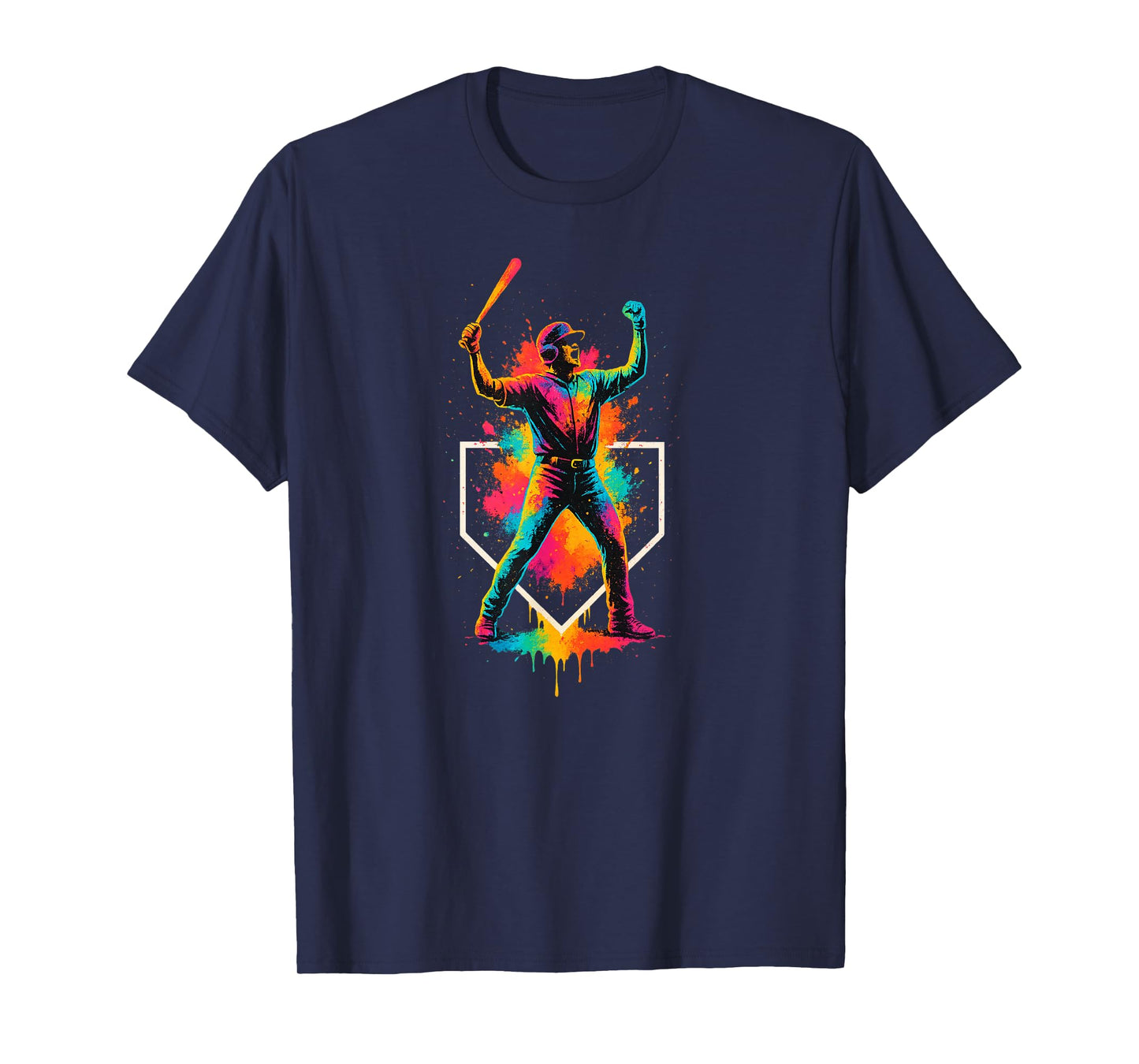 Colorful Splash Baseball Batter Swing with Home Plate Youth T-Shirt