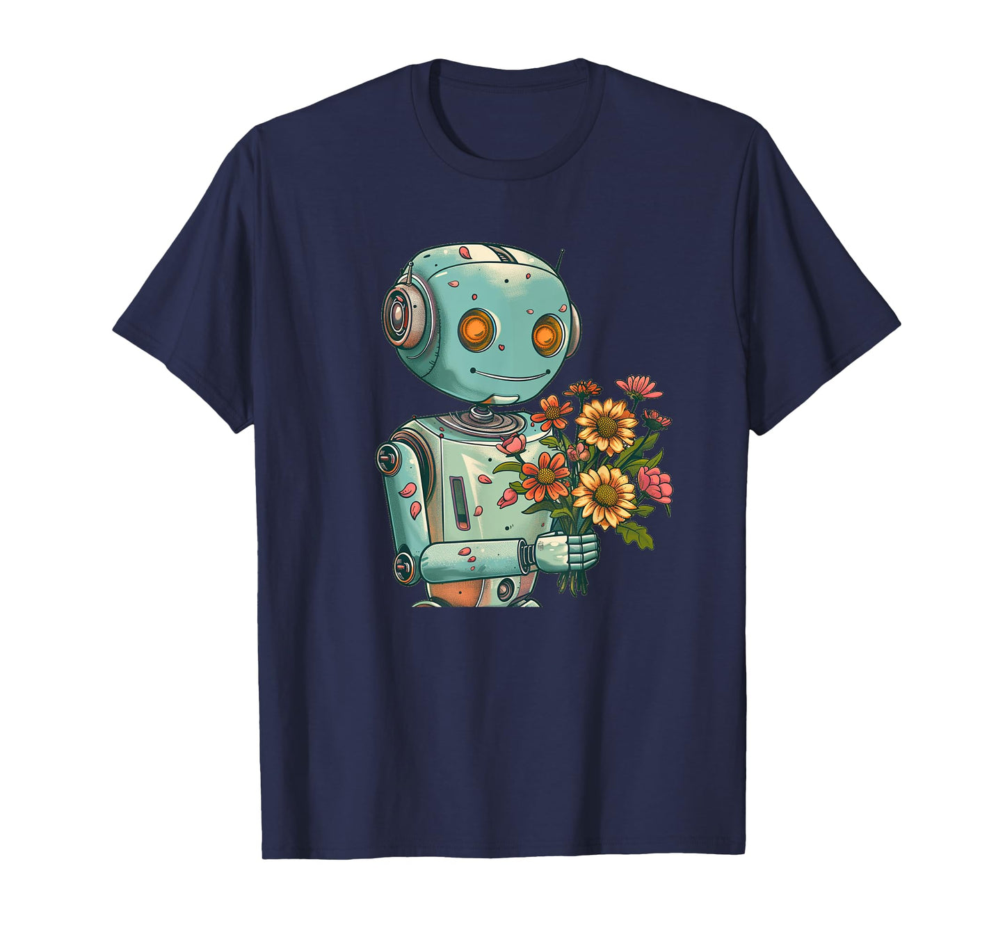 Robot with Bloom and Flowers Outfit for Boys and Girls T-Shirt