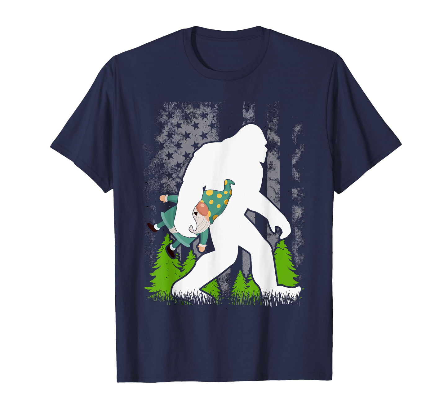 Bigfoot Carrying Gnome Funny Cute Sasquatch T-Shirt