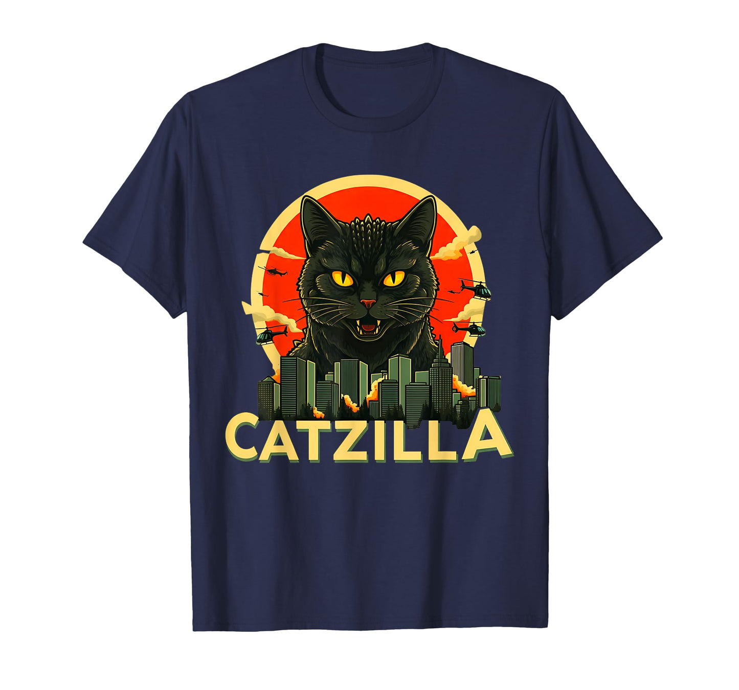 Catzilla Cat Japanese Art Funny Cat Gifts For Men Women Kids T-Shirt