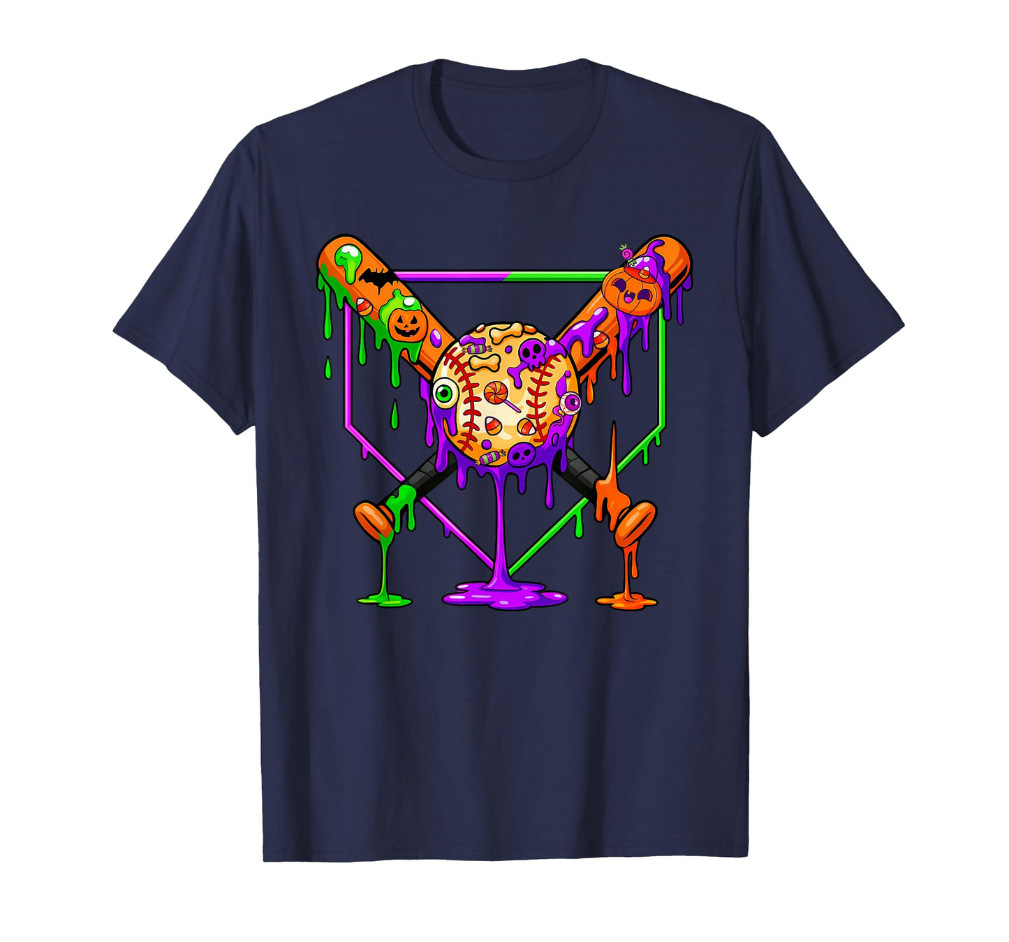 Spooky Baseball Drip Ice Cream Halloween Youth Tee T-Shirt