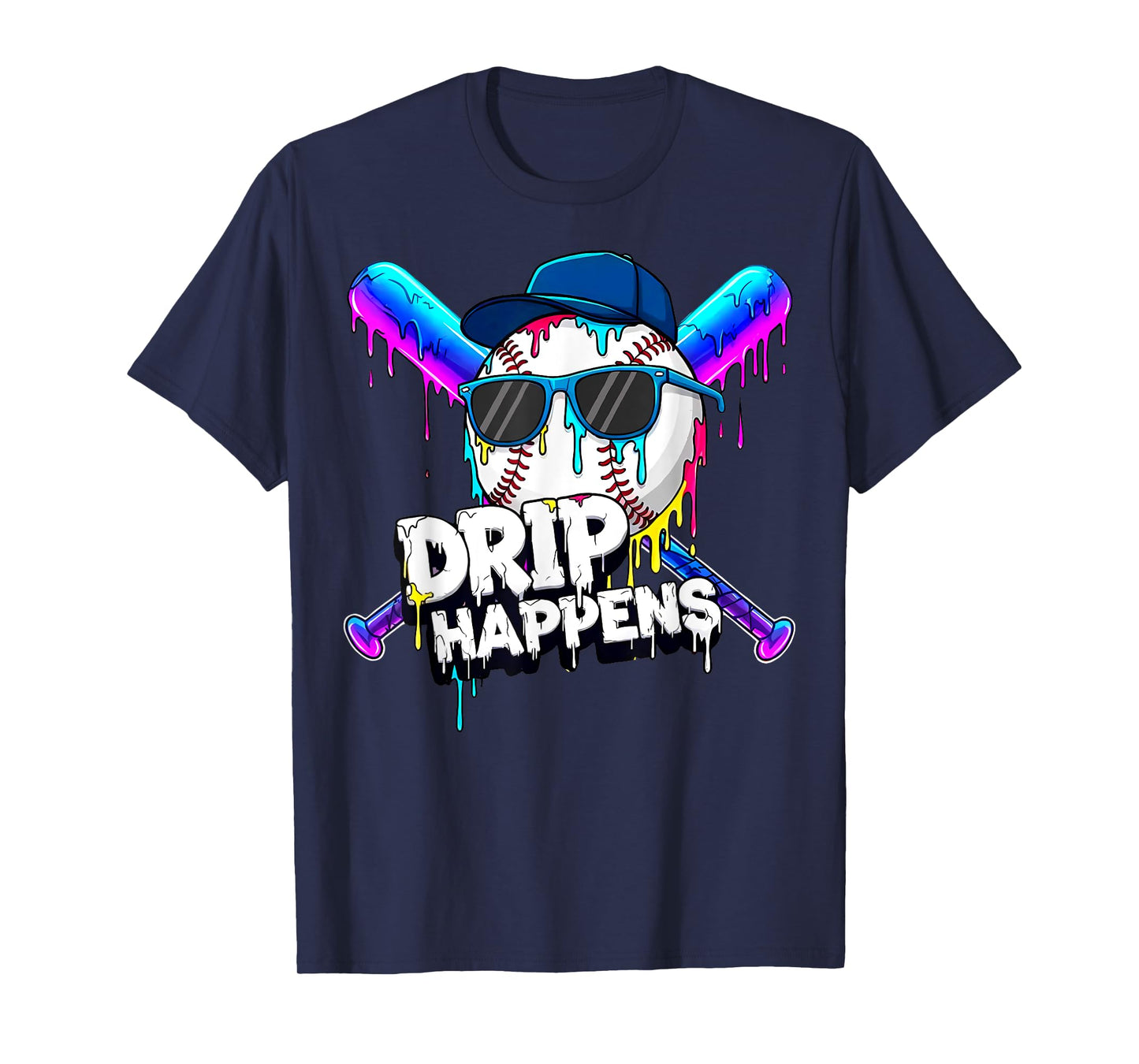 Funny Baseball Drip for Boys Kids Youth Dripping Ice Cream T-Shirt