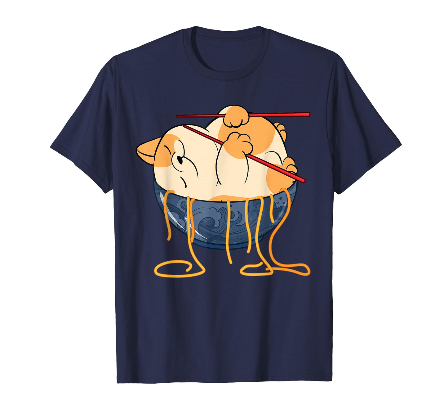 Cute Anime Merch Cat Design Japanese Ramen Noodle Clothes- T-Shirt