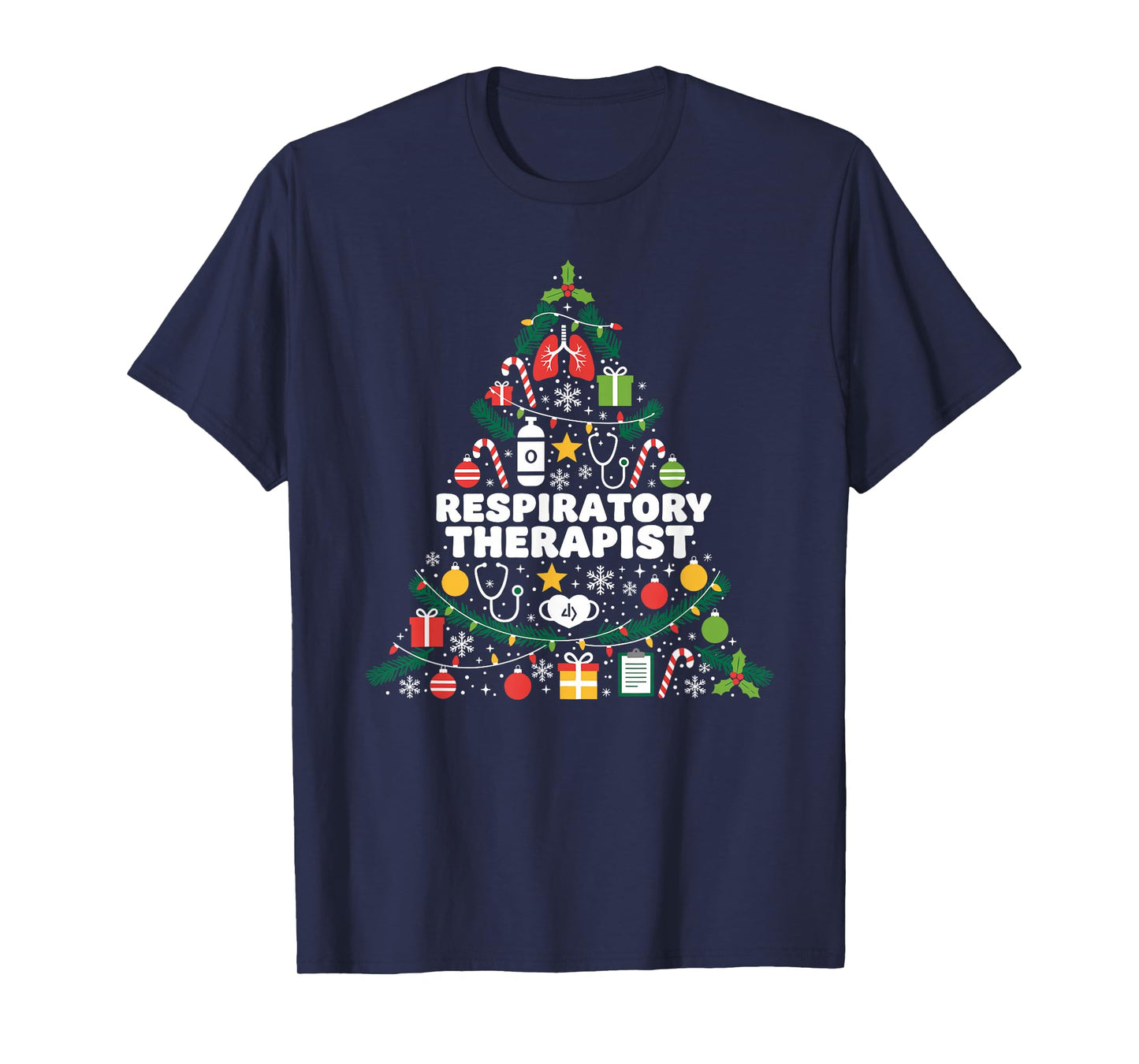 Respiratory Therapist Christmas Tree Lights Womens Mens T-Shirt