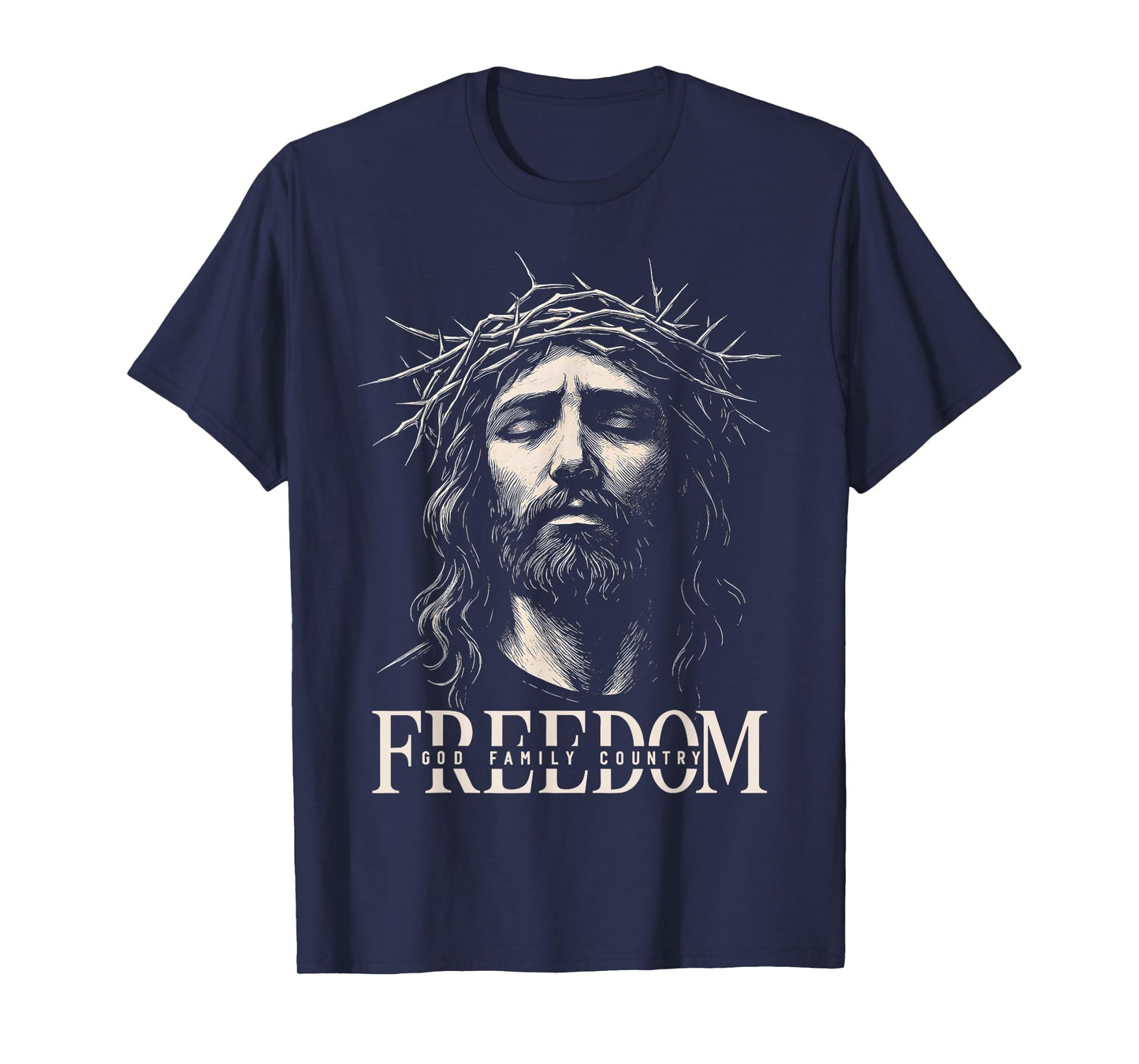HUGvyn Freedom Jesus Christian Face Crown God Family Country T-Shirt