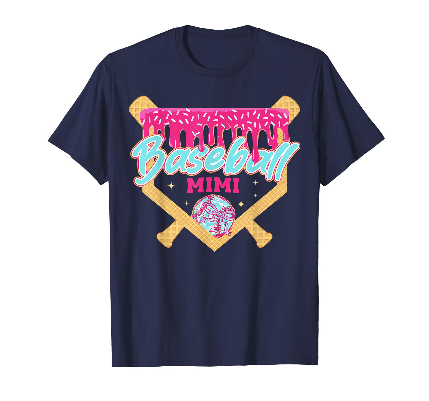 Baseball Mimi Drip Ice Cream Baseball Season Mother's Day T-Shirt