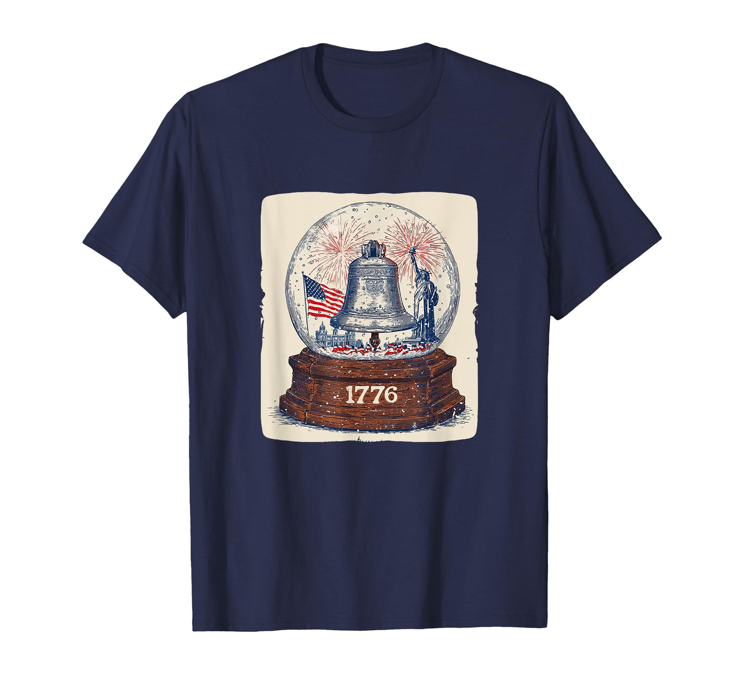 Statue of Liberty and Freedom Bell in Snow Globe T-Shirt