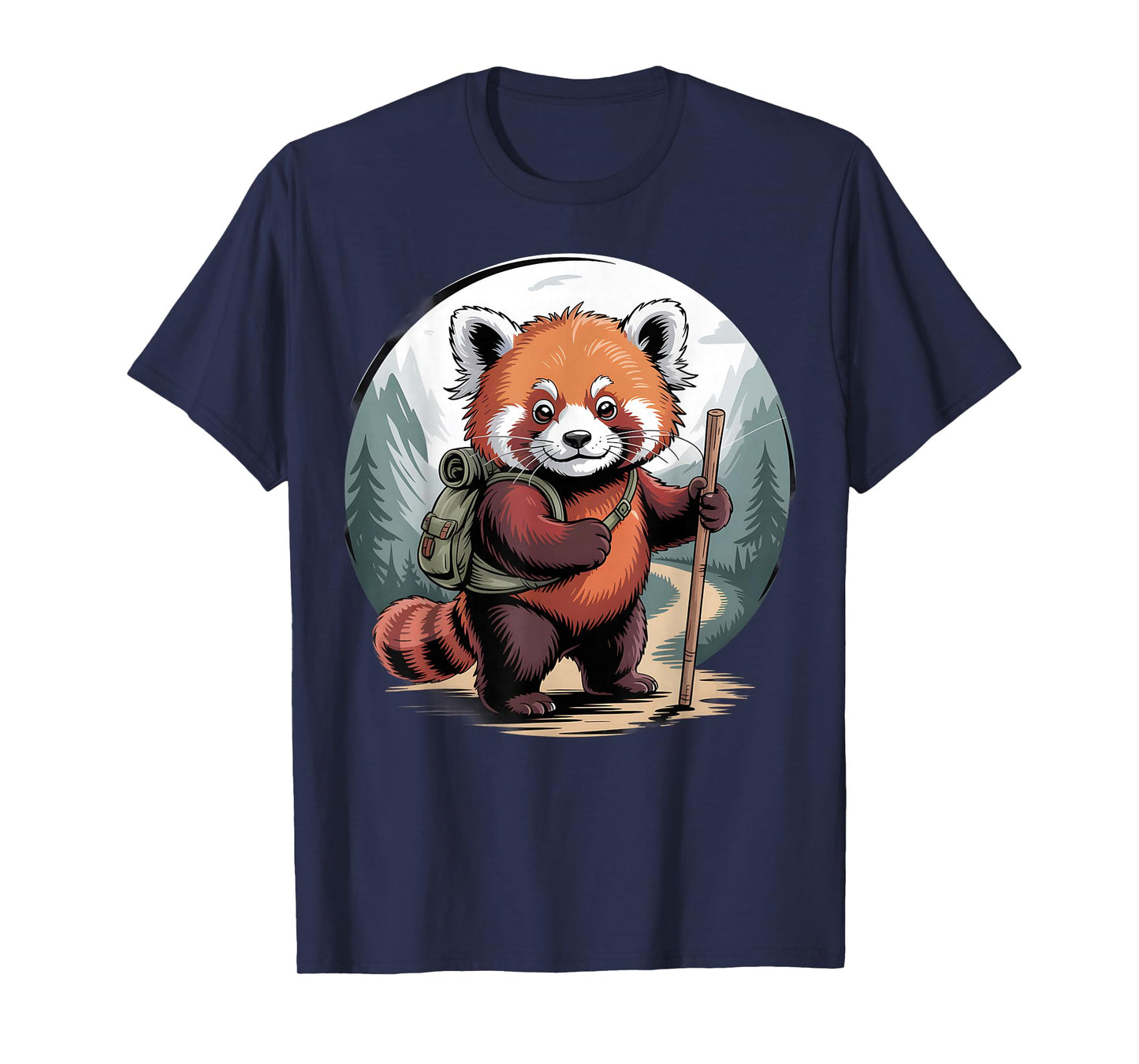 Adorable Red Panda Hiking in Forest with Backpack T-Shirt