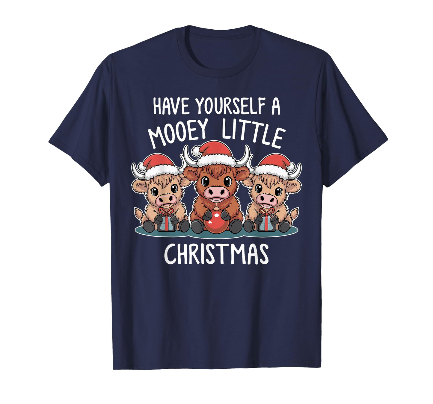 Have Yourself A Mooey Little Christmas Highland Cow Baby T-Shirt