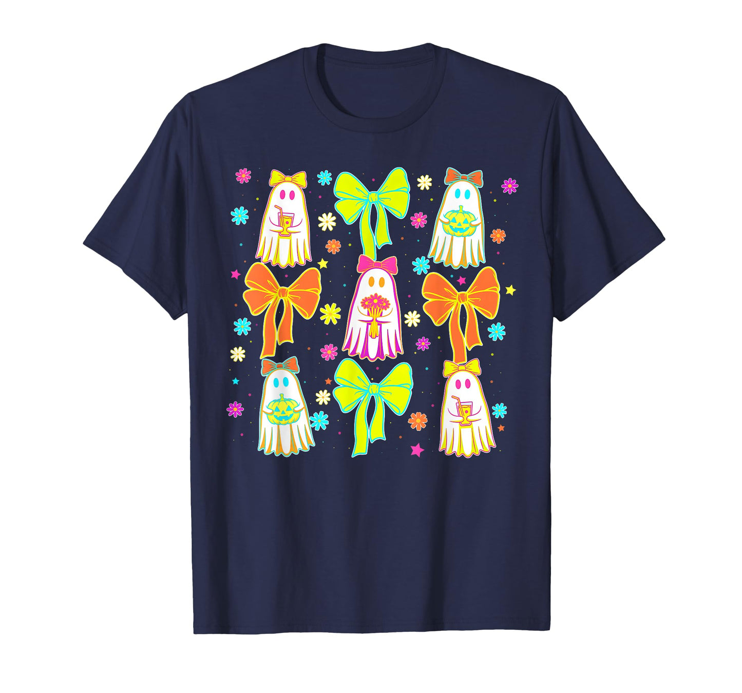 Halloween Coquette Bow Cute Ghosts Girl Women Kid T-Shirt