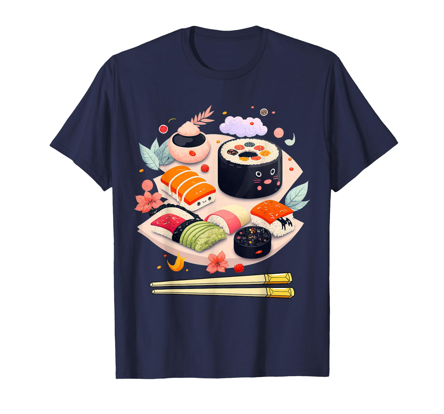 Happy Sushi Anime Kawaii Set Japanese Food Lover Otaku Manga T-Shirt