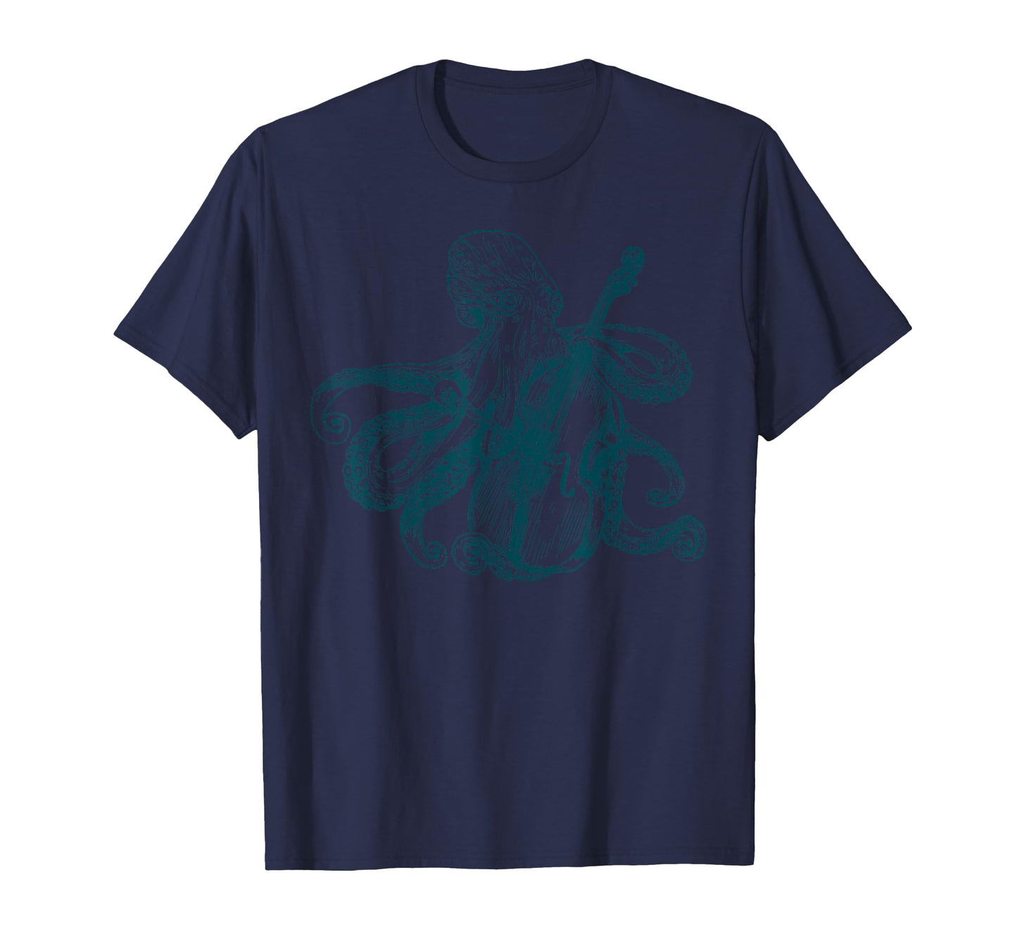 Vintage Octopus Playing Cello Musician Animal Lover Sea T-Shirt