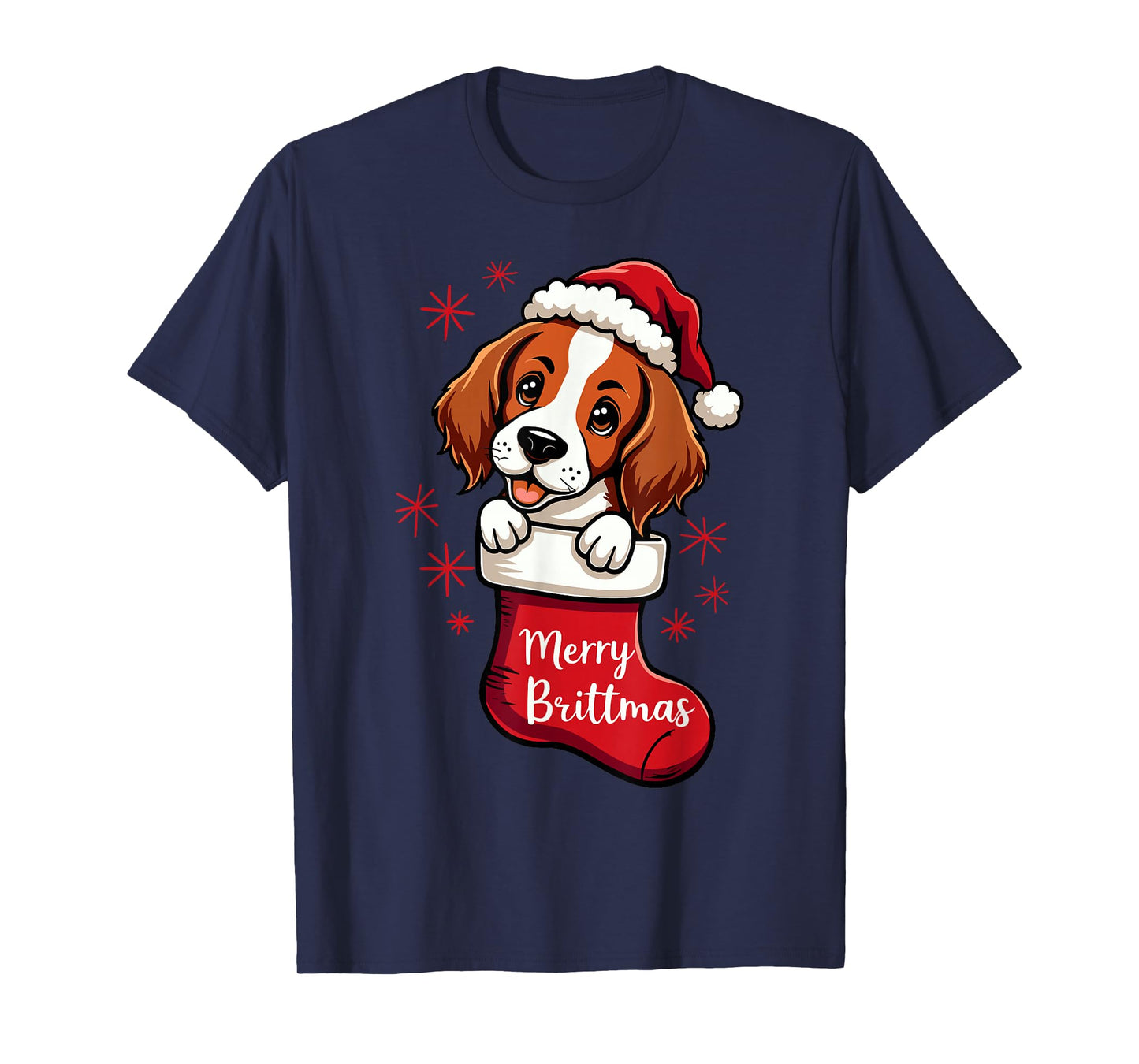 Brittany spaniel Dog Christmas 2024 Funny T-Shirt