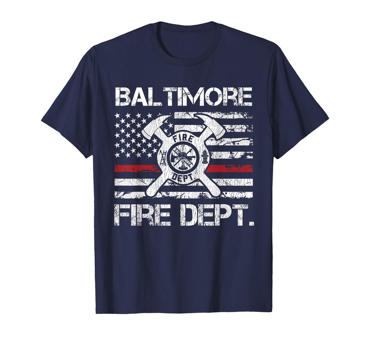Baltimore Maryland Fire Department Thin Red Line Logo T-Shirt