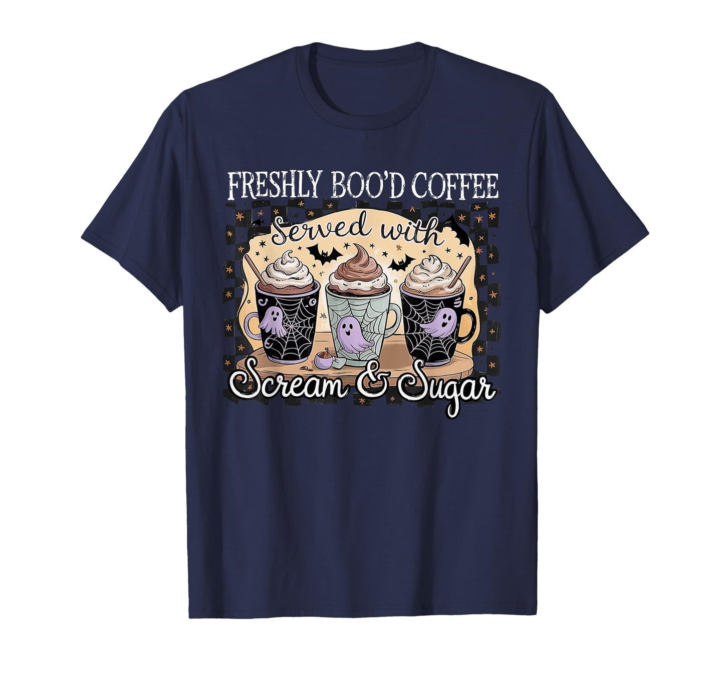 Retro Freshly Boo'd Coffee Lovers Boujee Ghost Halloween T-Shirt