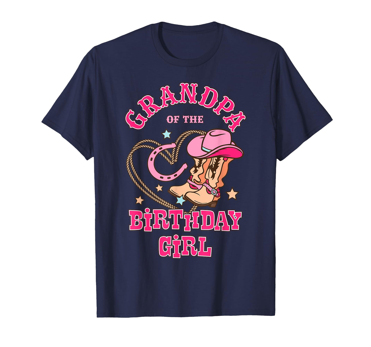 Grandpa Of the Birthday Girl Pink CowGirl Western Rodeo T-Shirt