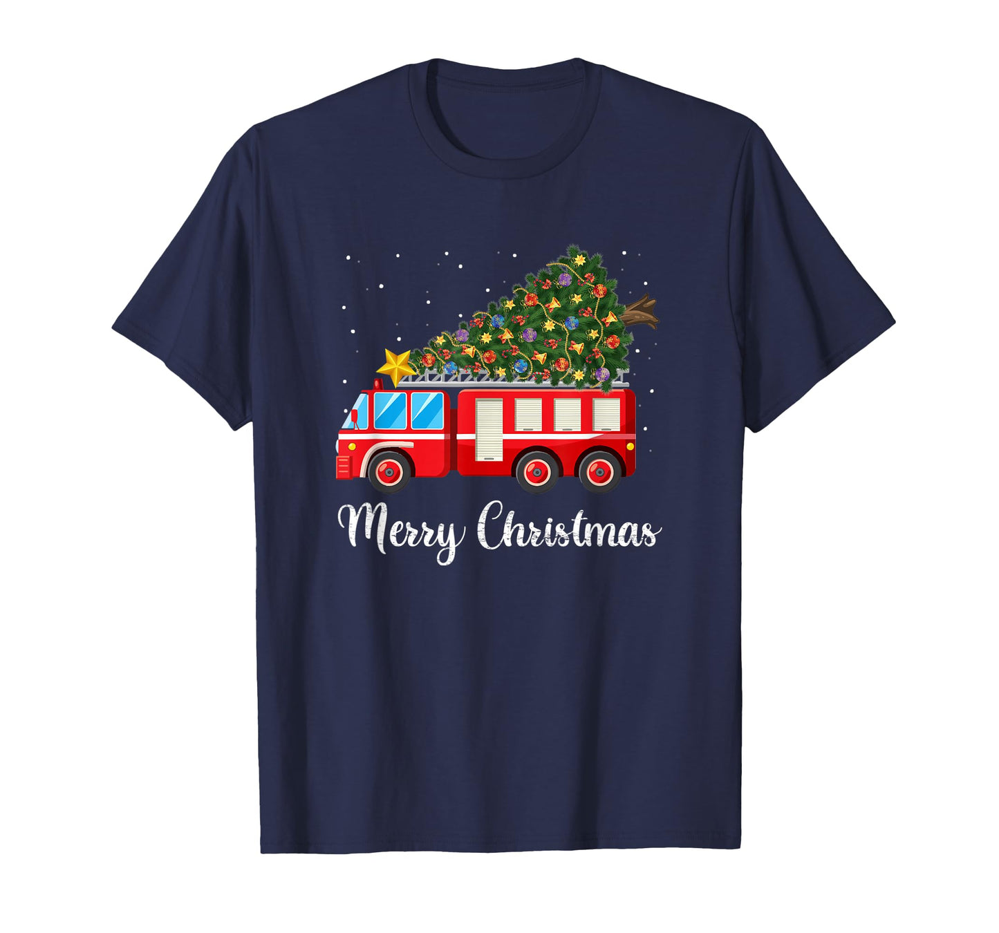 Firefighter Fire Truck Christmas Tree Fire Truck Xmas Gift T-Shirt