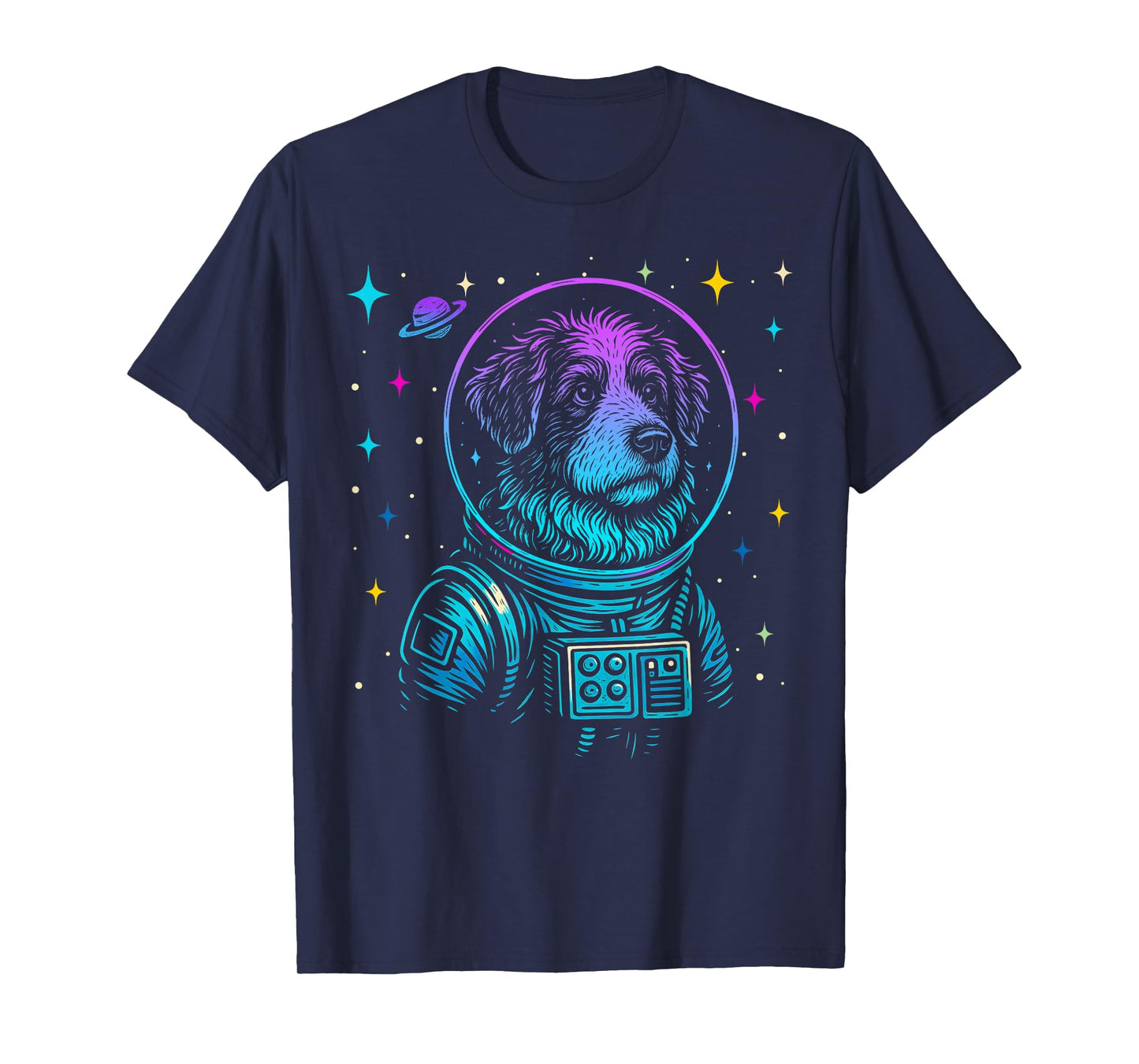Colorful Astronaut Bernedoodle Space Galaxy Dog Lovers T-Shirt