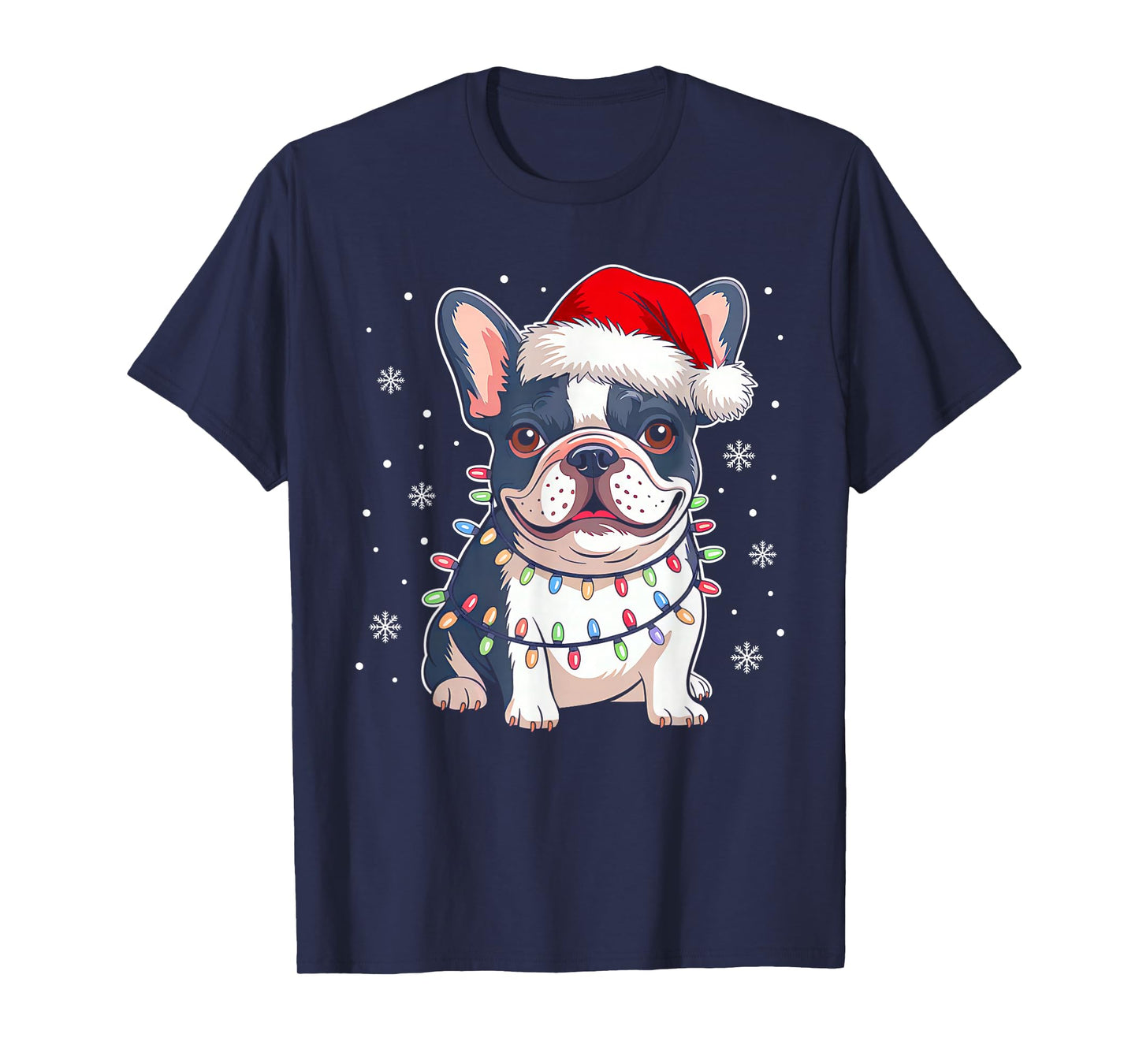 French Bulldog Dog Tree Christmas Lights Funny Xmas Pajamas T-Shirt