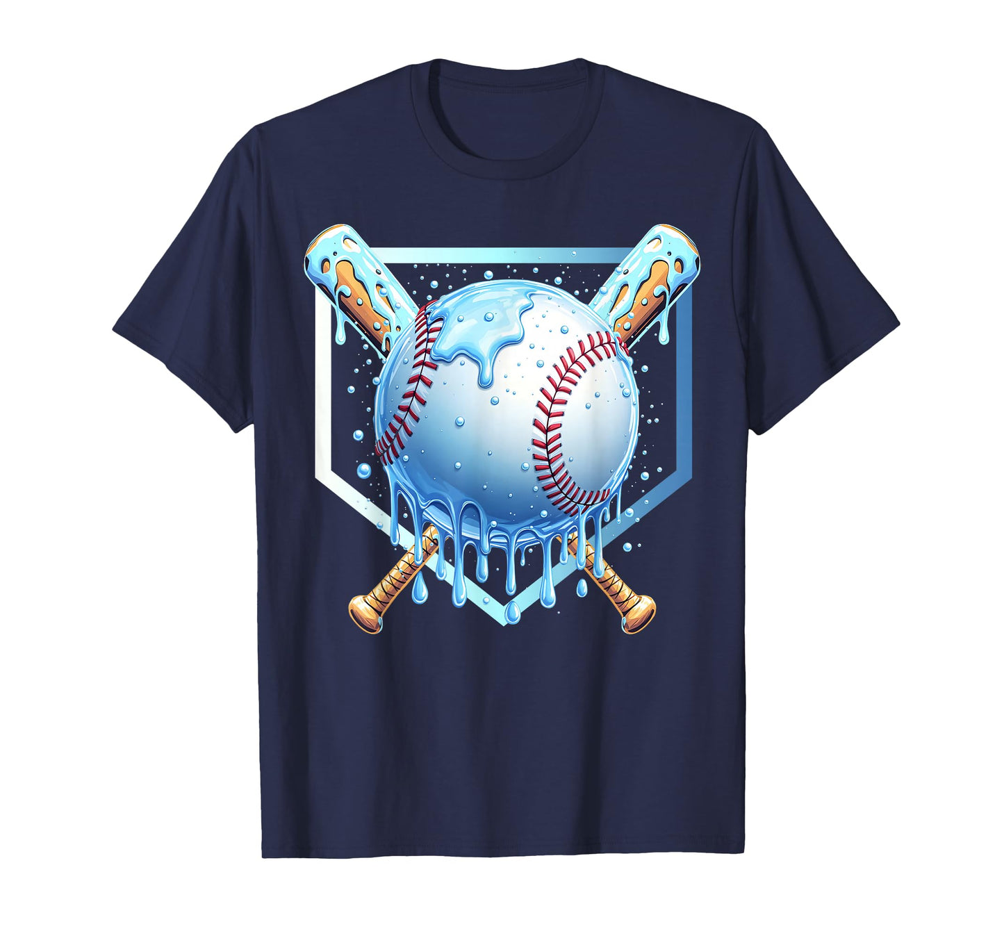 Baseball Drip For Boys Home Plate Ice Cream Drip Youth Sport T-Shirt