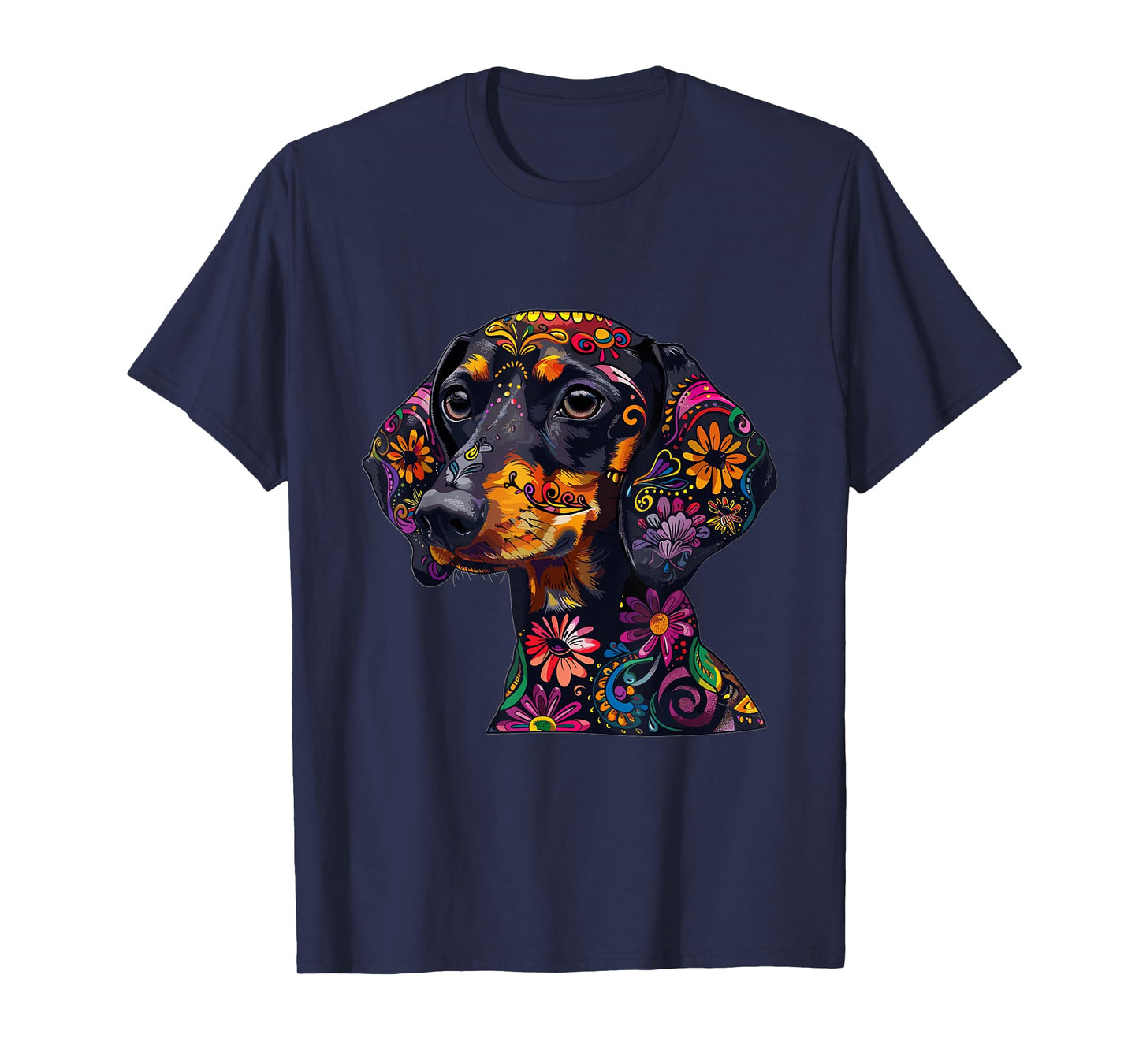 Dachshund Sugar Skull Dia De Los Muertos Graphic T-Shirt