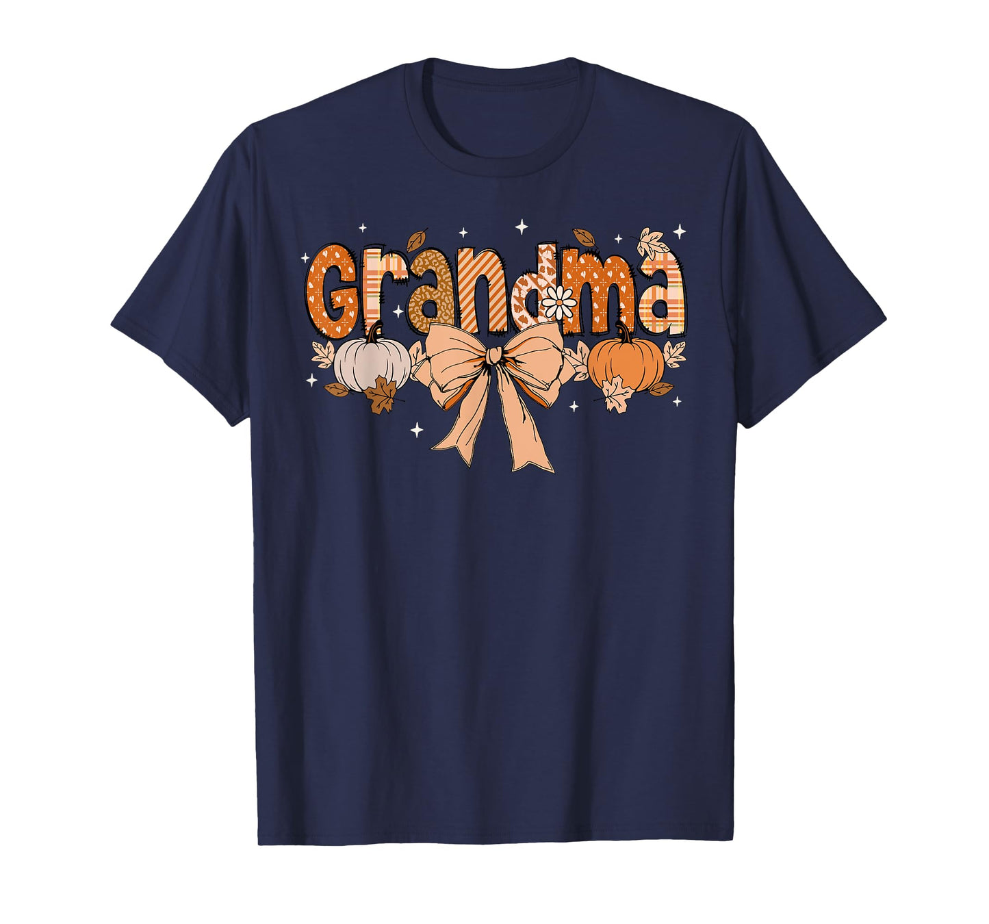 Grandma Pumpkin Fall Coquette Bow Thanksgiving Mom Women T-Shirt