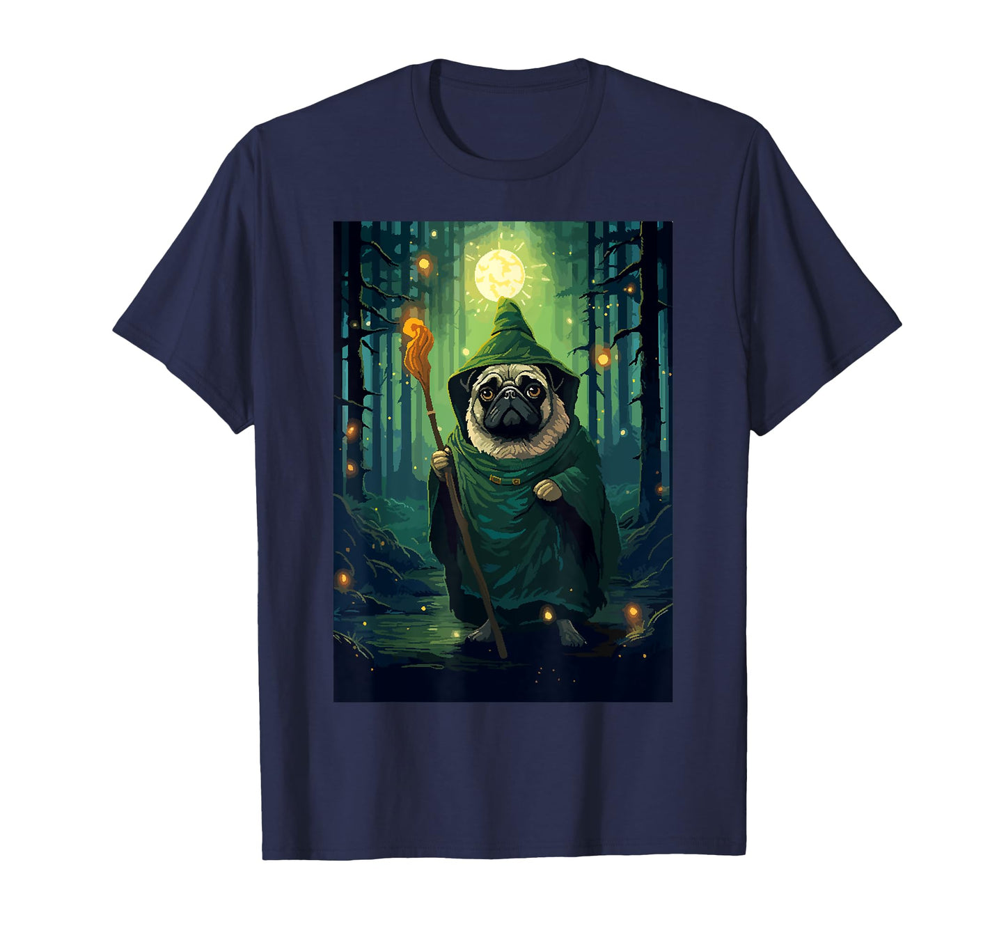 Pug Wizard Cute Funny Dog Pixel Art T-Shirt for Men Women Kids
