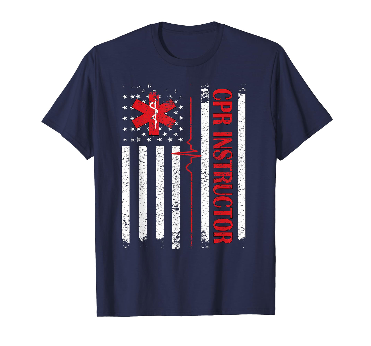CPR Instructor American Flag EMS First Aid AED Certified CPR T-Shirt